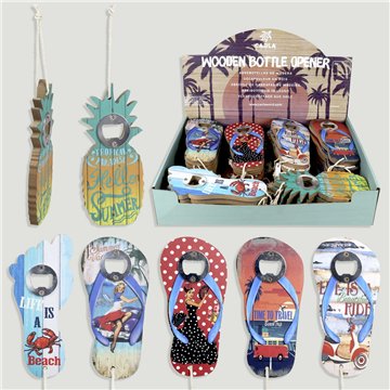 WOODEN BOTTLE OPENER. Abrebotellas madera surtidos. 16-19cm aprox