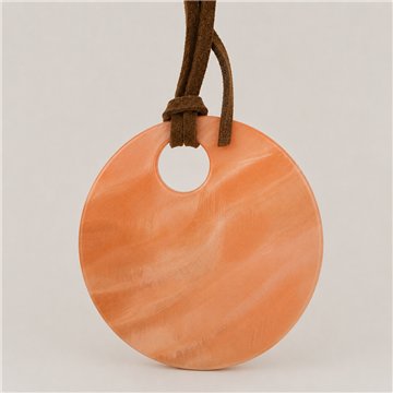 Colg nacar cordon cuero Red naranja