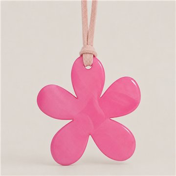 Colg nacar cordon cuero Flor rosa