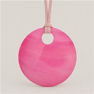 Colg nacar cordon cuero Red rosa