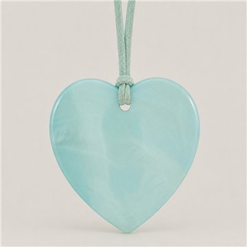Colg nacar cordon cuero Corazon azul