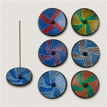 Porta-inciensos de  terracota Oval puntitos 10cm colores surtidos
