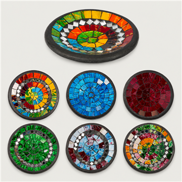 Bol rond en terre cuite mosa�que 12cm coloris assorti