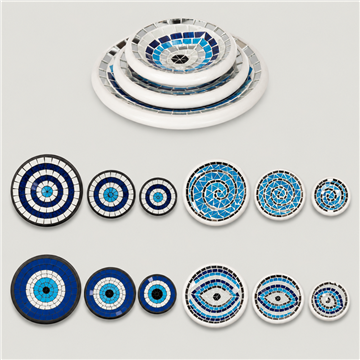 Set 3/Bol terracota +mosaico O  Ojo/Espiral color surtido