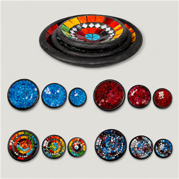 Set3/Bol terracota +mosaico O  color surtido