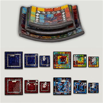 Set3/Bol terracota +mosaico C  color surtido