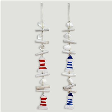 Conchas e troncos móveis. Farol azul ou vermelho. 45cm