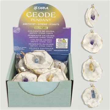 GEODE Pendant. Pendentif géode avec pointe minérale