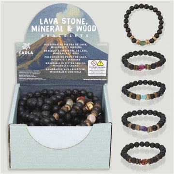 Présentoir Bracelet lave minérale assorti + bois