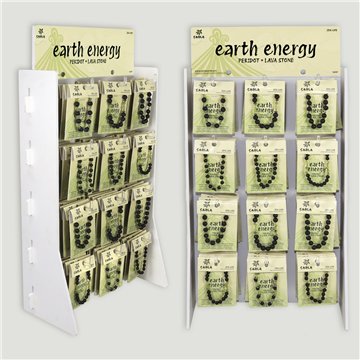 EARTH ENERGY. Peridot and Lava Bracelet Display. Assorted models