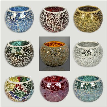 Portavelas mosaico 6,5x6,5x5,5cm