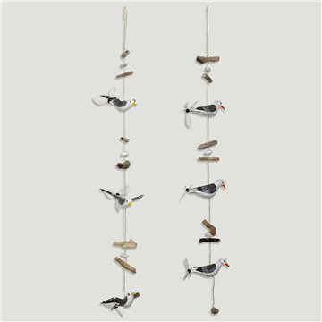 Malle mobile en bois 3 plumes de mouette 90-100cm