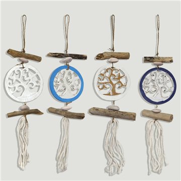 Mobile arbre de vie en bois à franges 10x40cm modèles assortis