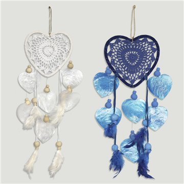 Dreamcatcher macrame Corazón 17cm + corazones capiz 17x45cm