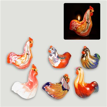 Animal bougie couleur coq/poule. 6x6/9x6cm env.