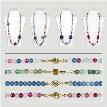 Agates. Collier long avec fermoir. Couleurs assorties