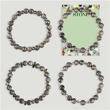 Bracelet. Jaspe Picasso et Hématite. Assortis