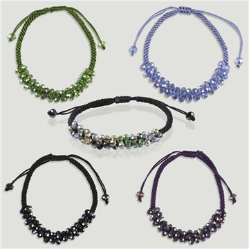 Bracelet ajustable à cordon. Cristaux taillés. Assortis