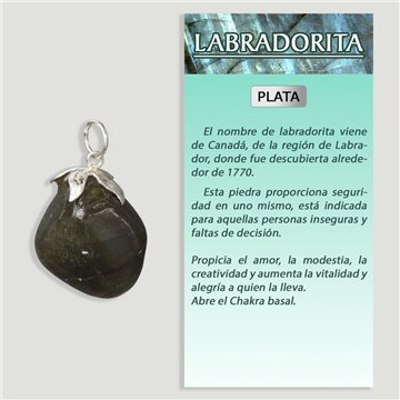 LABRADORITA. Colgante Plata rodado