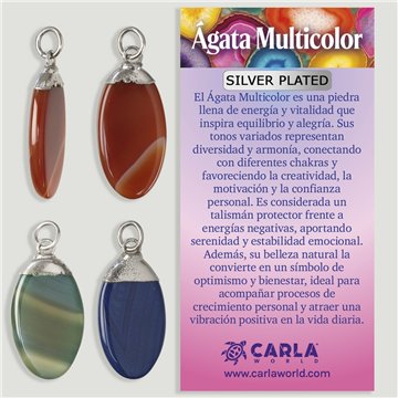 Ágata Multicolor. Colgante Electroplay. Colores surtidos