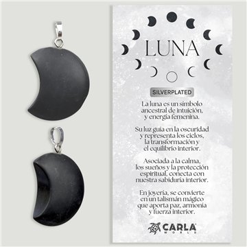 LUA. Pingente Silver plated. Obsidiana matizada
