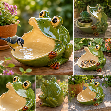Open mouth ceramic frog. 14x16,5x14,5cm