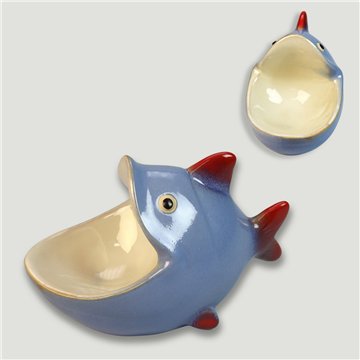 Poisson en céramique à bouche ouverte. 20,5x10,5x14,5cm
