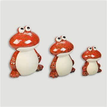 Set 3 ranas. Cerámica roja. 7x9/9x12/12x15cm.