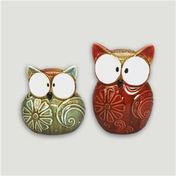 Set 2 ceramic owls. Father and son model. 10x12cm / 9x16cm