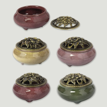 Quemador red cerámica tapa metal 9x6,5 cm  colores surtidos