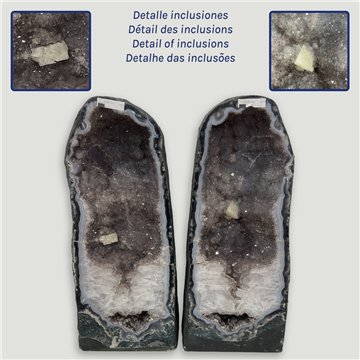 Pareja capillas amatista. 30kgs. Izq: 45,5x17x15cm aprox - Der: 43,5x18x18cm aprox.