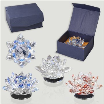 Flor cristal con base giratoria. Colores surtidos. 12X7cm