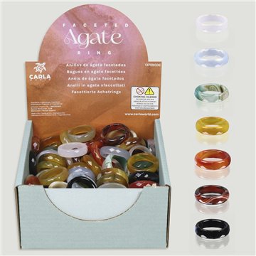 AGATE LUCKY STONE. Bague minérale facettée.