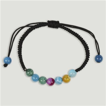 Pulsera hilo 7 bolitas Agata 6mm