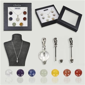 CHAKRA. SILVER Pendant. 10mm Faceted Bead. 7 Minerals