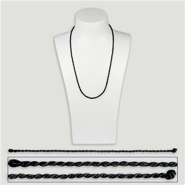 Black Braided Cotton Cord. 45cm. Thickness: 2mm