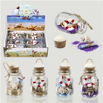 Wish Bottle with Sand and Shells. Shell Model. 4x8cm