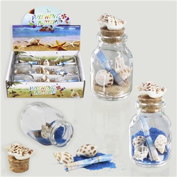 Wish Bottle with Sand and Shells. Shells Model. 4x9cm