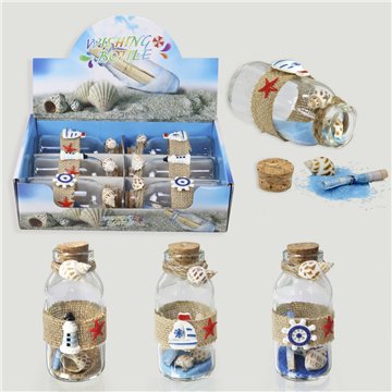 Wish Bottle with Sand and Shells. Shells Model. 5x11cm