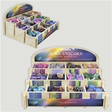 AURA UNICORN. Expositor madera con Unicorn bruto. 360 uds