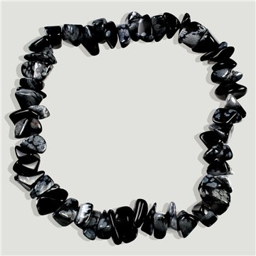 Stretch chip bracelet. Snow obsidian.