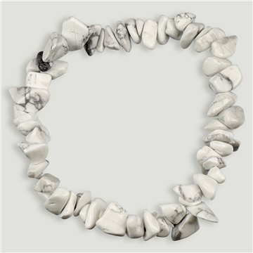 Pulseira elástica com chip. Howlita branca.