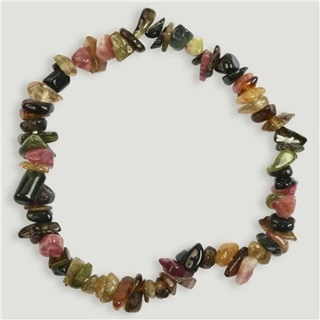 Pulsera chip elástica. Turmalina multicolor.