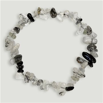 Stretch chip bracelet. Tourmalinated Quartz.