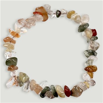 Elastic chip bracelet. Multicolor rutile quartz