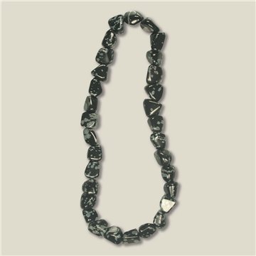 Collar mineral elástico rodado de 40cm. Obsidiana