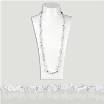 Collier chips. 04. Howlite blanche - 90cm env.