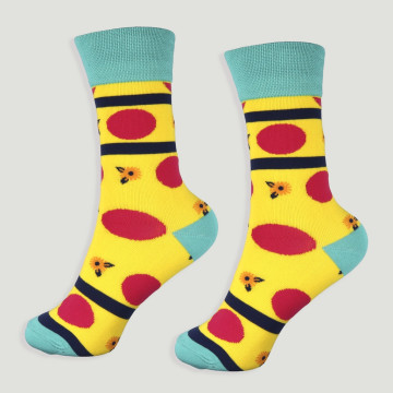 Chaussettes. 68. Modèle : Pois rouges
