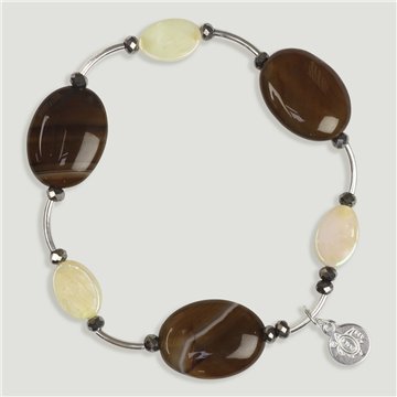 Pulsera FOREST Plata Ágata marrón y Nácar