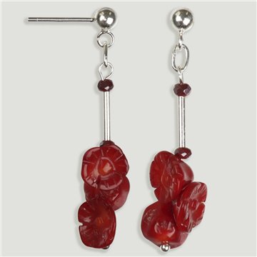 Pendientes BRISA Plata Coral bambú y cristal. Flor